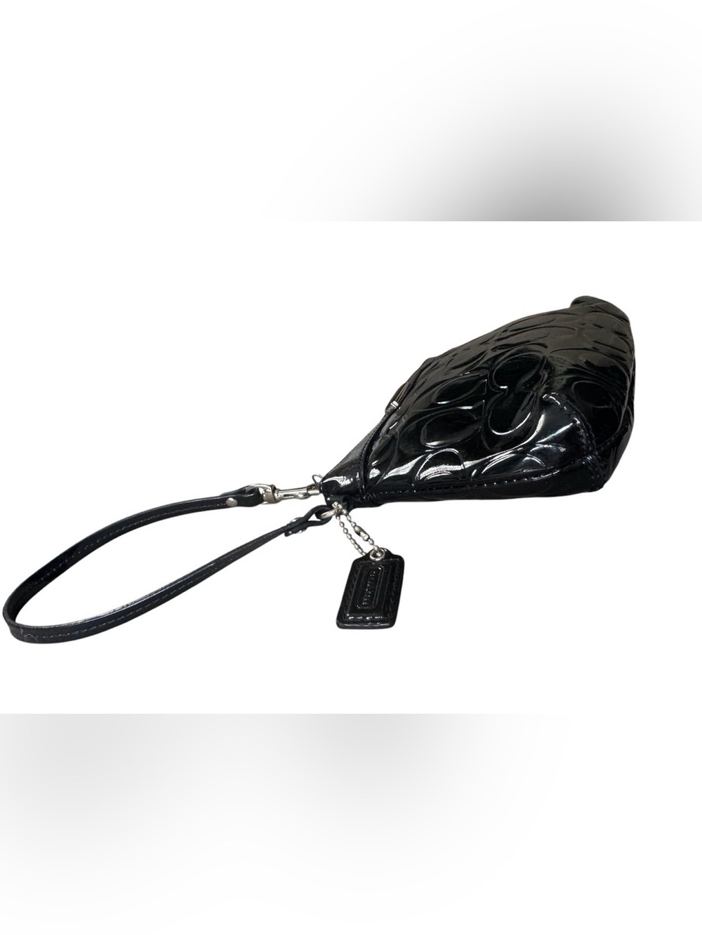 Coach Black Patent Embossed Signature Wristlet - Picture 7 of 7